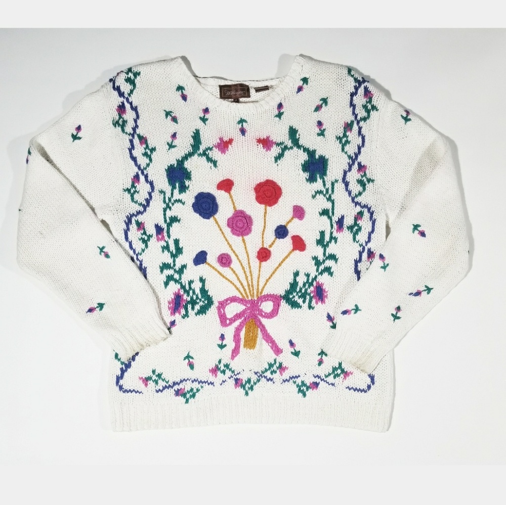 🚫 SOLD 🚫 Floral Pattern 80s Pullover Sweater